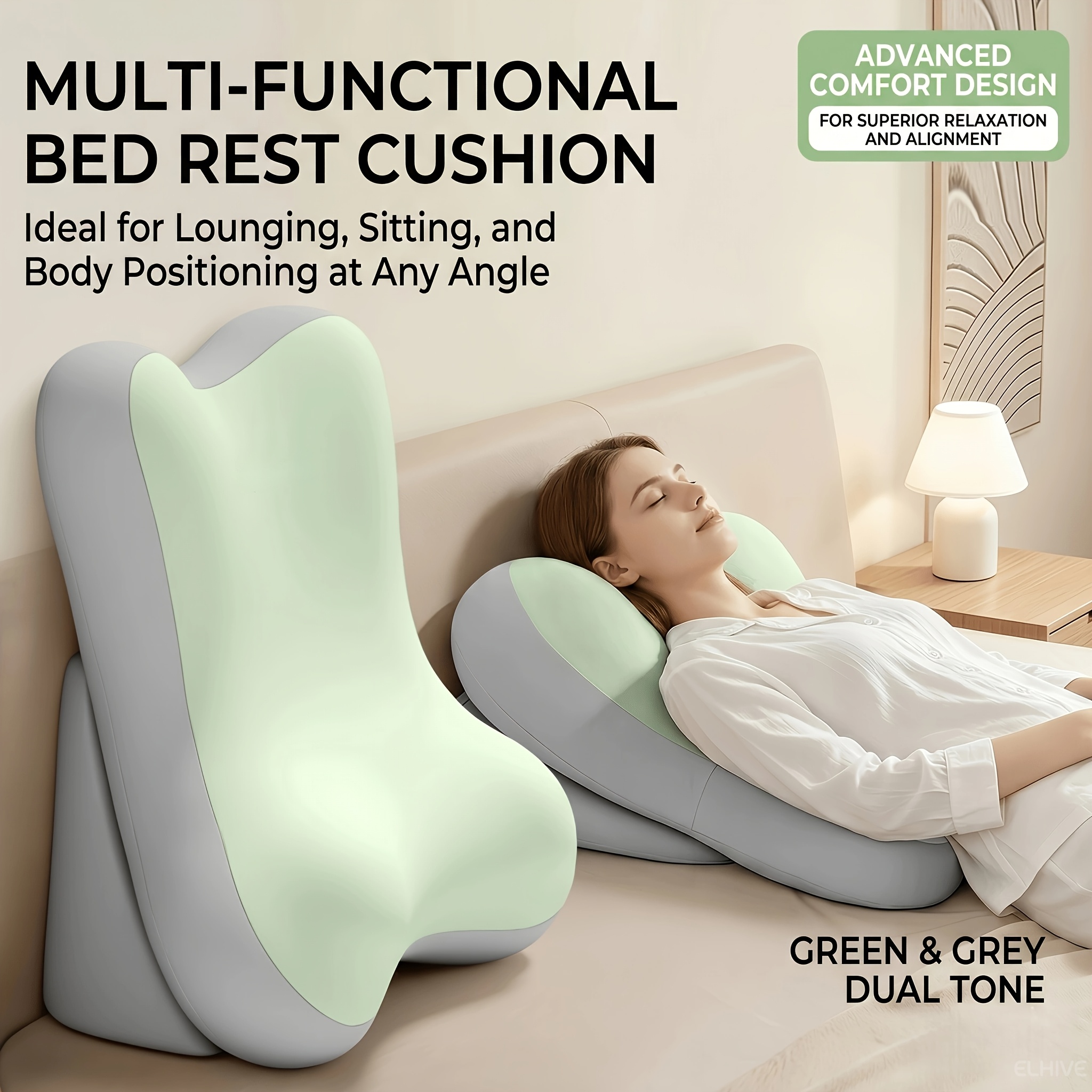 TEMU Coussin de tête de lit, 2 pièces (grand coussin + petit coussin), oreiller cale en mousse à de réglable, coussin surdimensionné pour s'asseoir