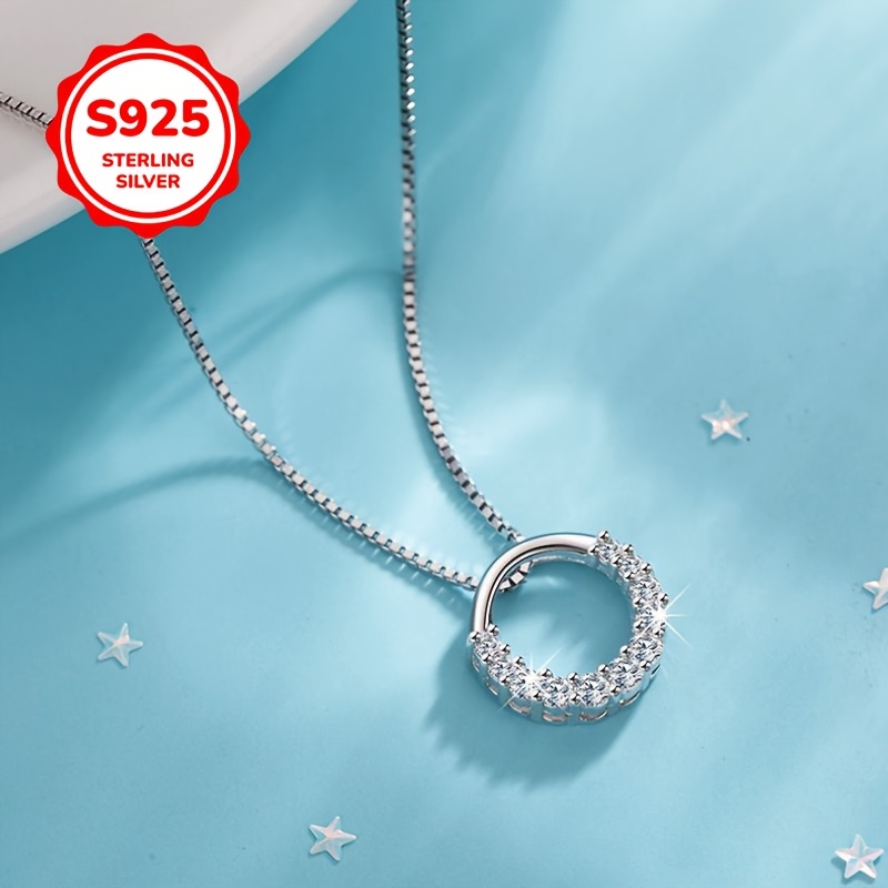 925 Silver Irregular Round Pendant Necklace Chain