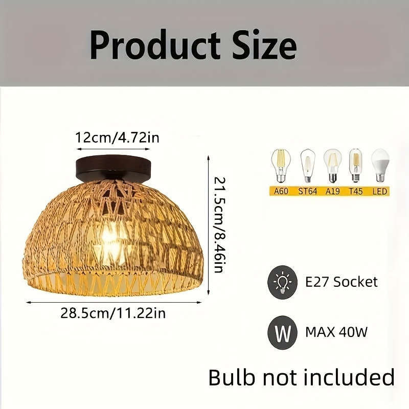 Unique Handwoven Hemp Rope Ceiling Light