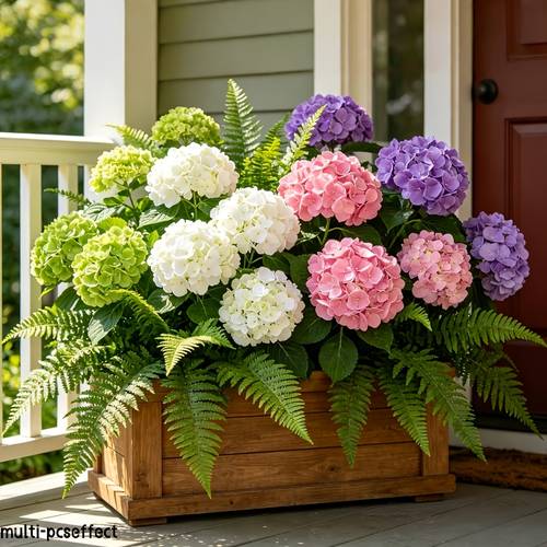 item picture 15pcs pink green extra large realistic hydrangea bouquet with boston fern outdoor artificial flowers suitable for home decoration holiday decor photography props wedding decor window display wedding bouquet