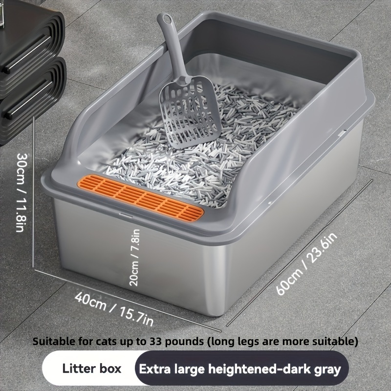 

Spacious Stainless Steel Cat Litter Box With - Easy To Clean, & High-sided Design, Fits Cats Up To 31 Lbs, Ideal For Indoor Use