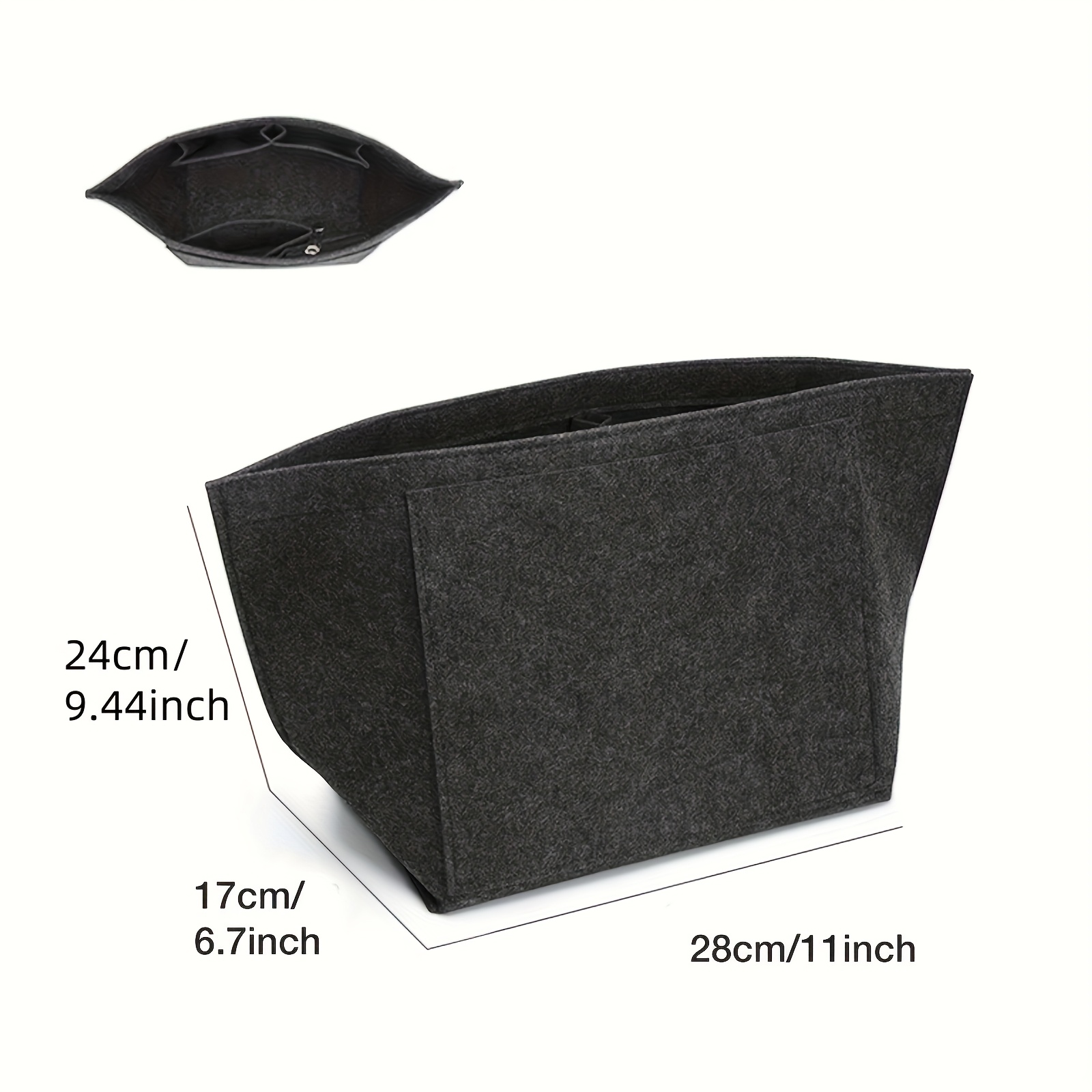 TEMU 1pc Felt Insert Bag Organizer For Women's Tote Handbag, Portable Cosmetic Travel Purse, , Fabric With Soft Smooth Felt, Large Capacity With