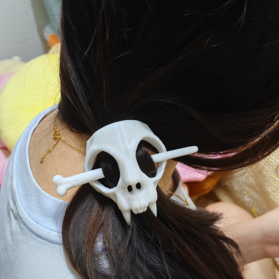 gothic hair pin cat skull 3d printed plastic hair stick - Temu display picture 2