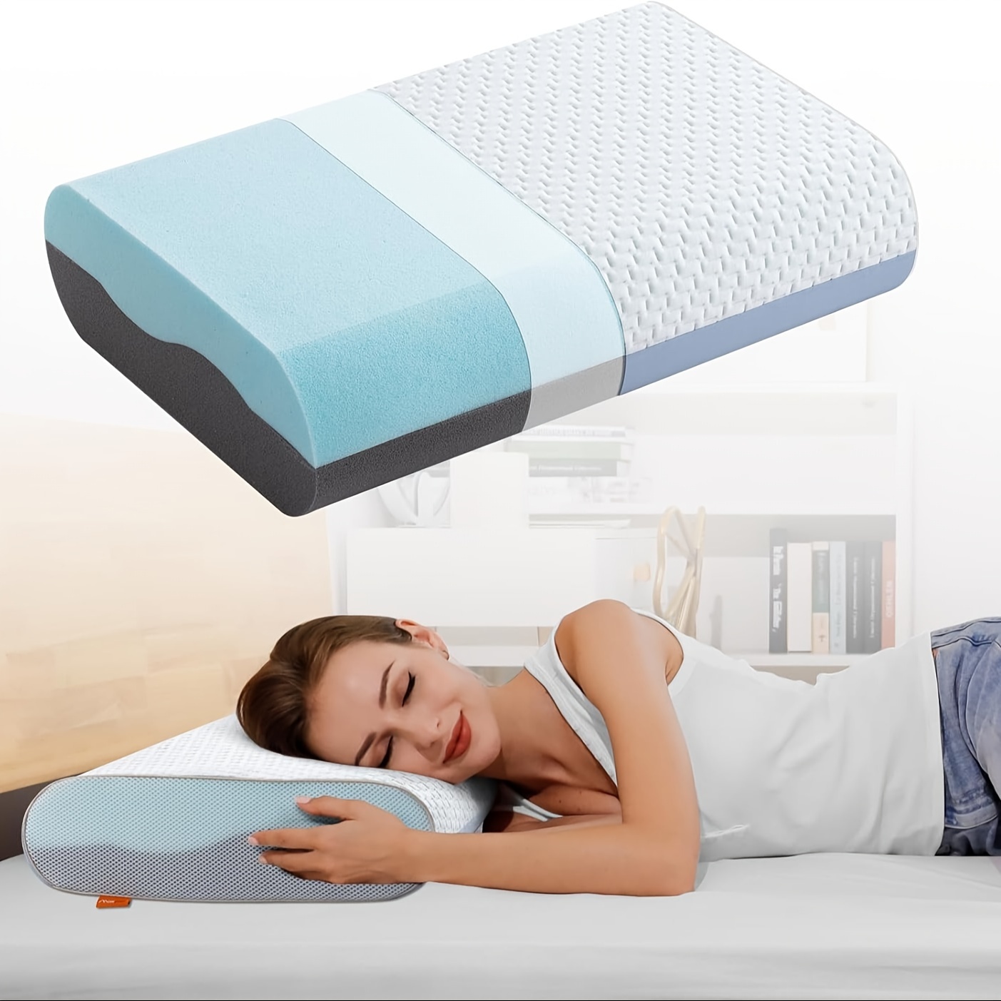 

Maxzzz Memory Foam Pillows, Gel Cooling Bed Pillows, Sleep Pillow, Removable Machine Washable Pillowcase, Standard Size