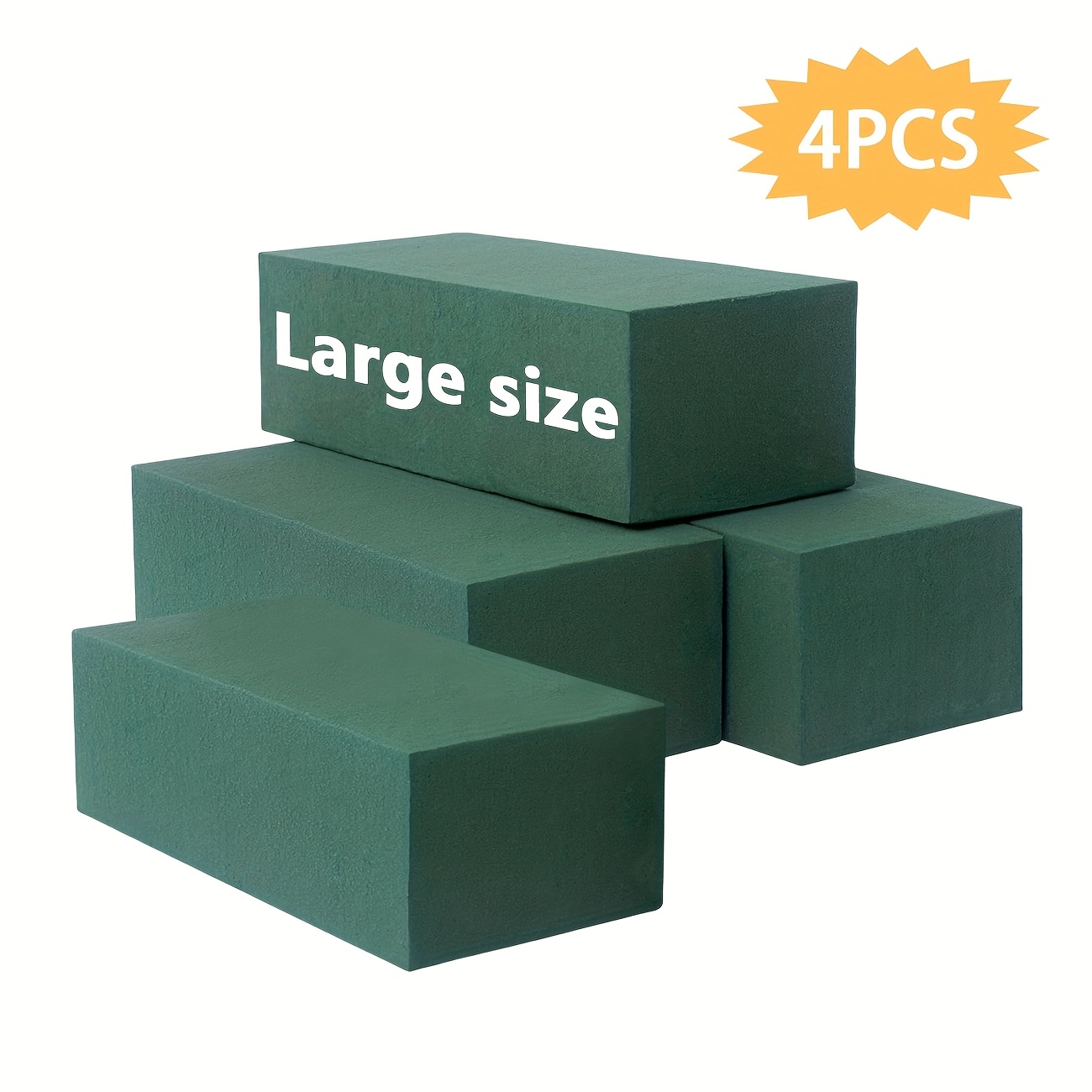 E-shop 4 große Grüne Blumensteine, 9.1" x 4.1" x 2.8" – Ideal für Frisch- oder Kunstblumengestecke, DIY-Bastelprojekte und Hochzeitsdekorationen
