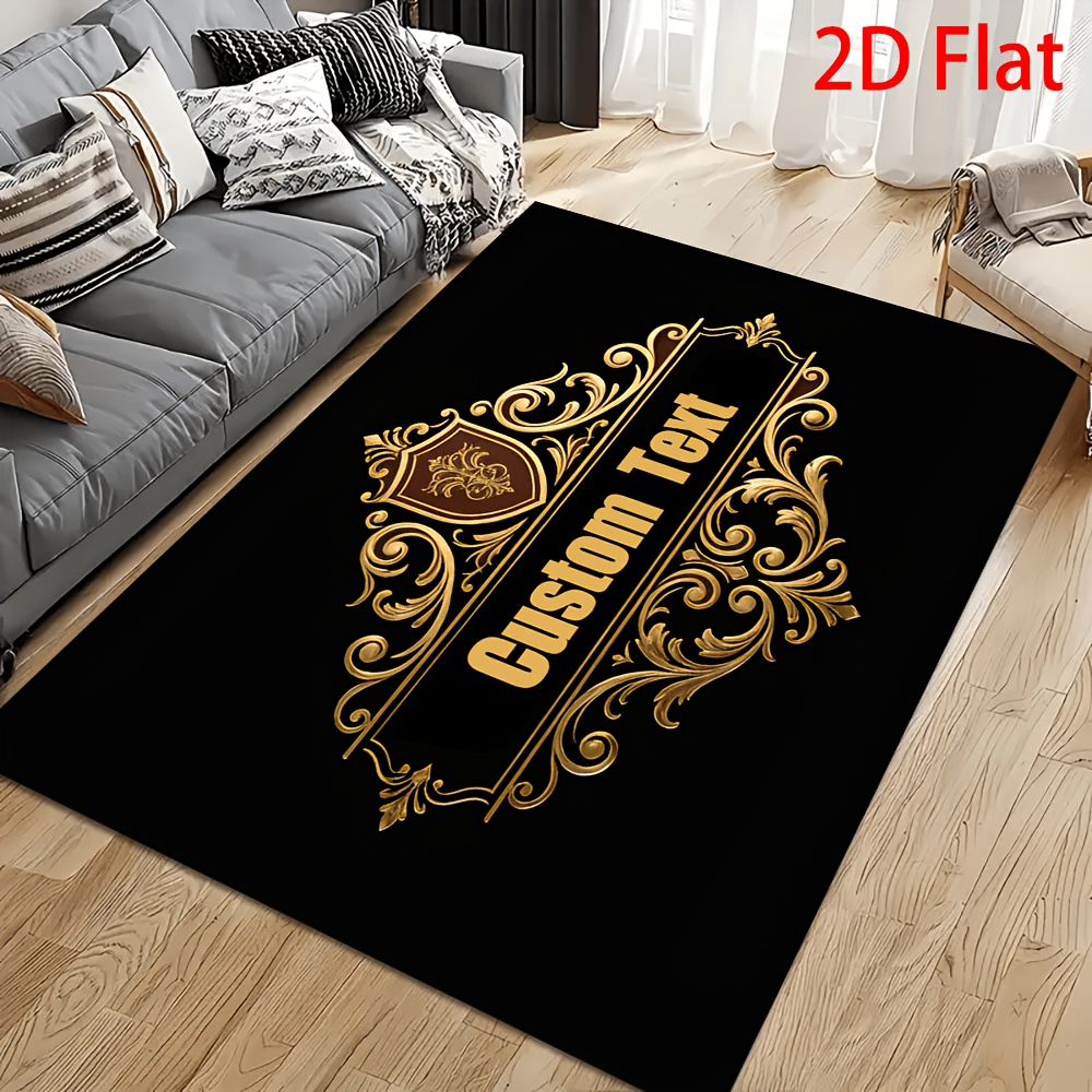 TEMU 1pc Custom Text Anti-slip Floor Mat, Soft And Durable, Personalized Carpet, Fashionable And Easy Style, Birthday Gift, Suitable For Living Room,