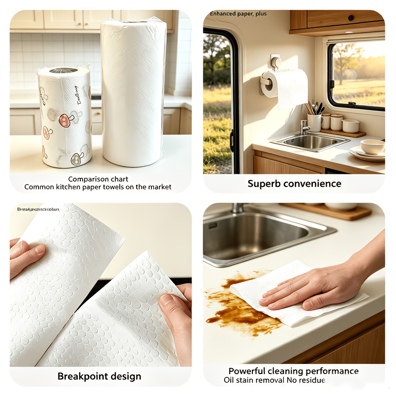 TEMU 1 Roll, Widened And Thickened Paper Towel, Reusable Kitchen Towel, 70g/m², Cleaning Towel, Dish Towel, Party Supplies, Holiday Parties, Rv