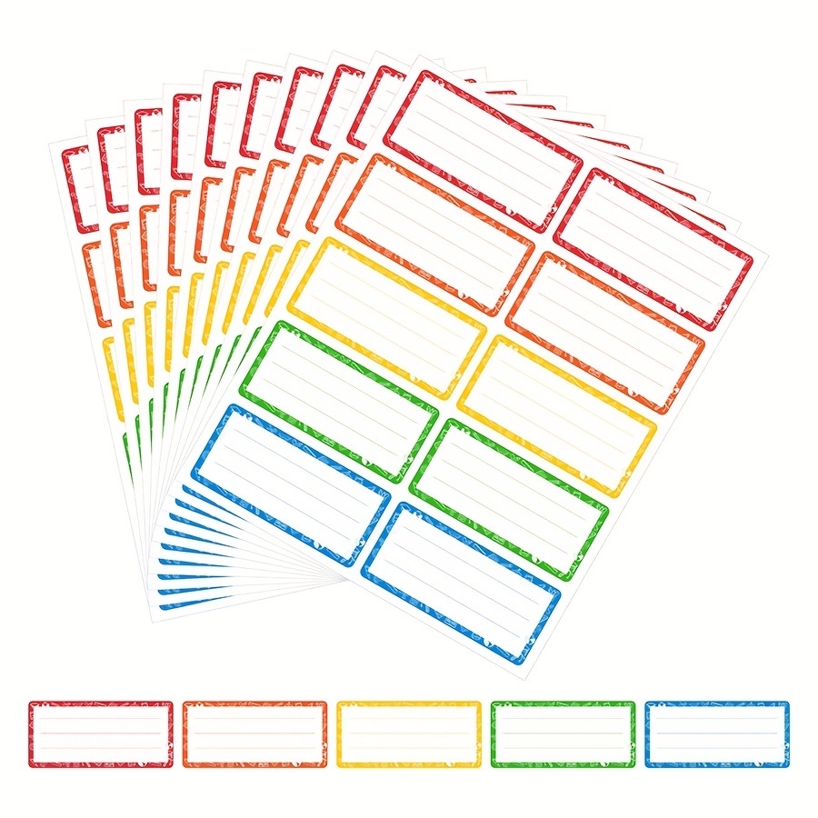 100 Colorful Name Label Stickers, Self-Adhesive Writable Labels