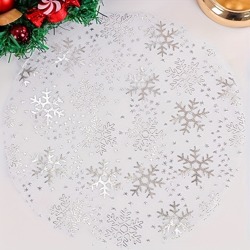24pcs/50pcs Per Pack Silvery Snowflake Placemats, Multi-piece Sets Are More Suitable For Restaurant Parties Gatherings