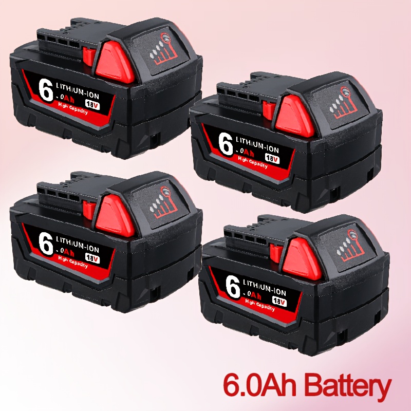 TEMU 4 Pack 6.0ah M18 48-11-1828 18v Replace For M18 48-11-1811, 48-11-1815, 48-11-1820, 48-11-1840, 48-11-1841, 48-11-1850, 48-59-1850 M18 M18b