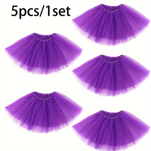 1 stück/3 stücke/5 stücke damen- und herren-tutu-rock - 3-lagiger tüll mit elastischem bund, lebhaften farben für halloween, partys, laufen, 1980er retro-stil-kostüm, tutu-rock, festival-kleidung