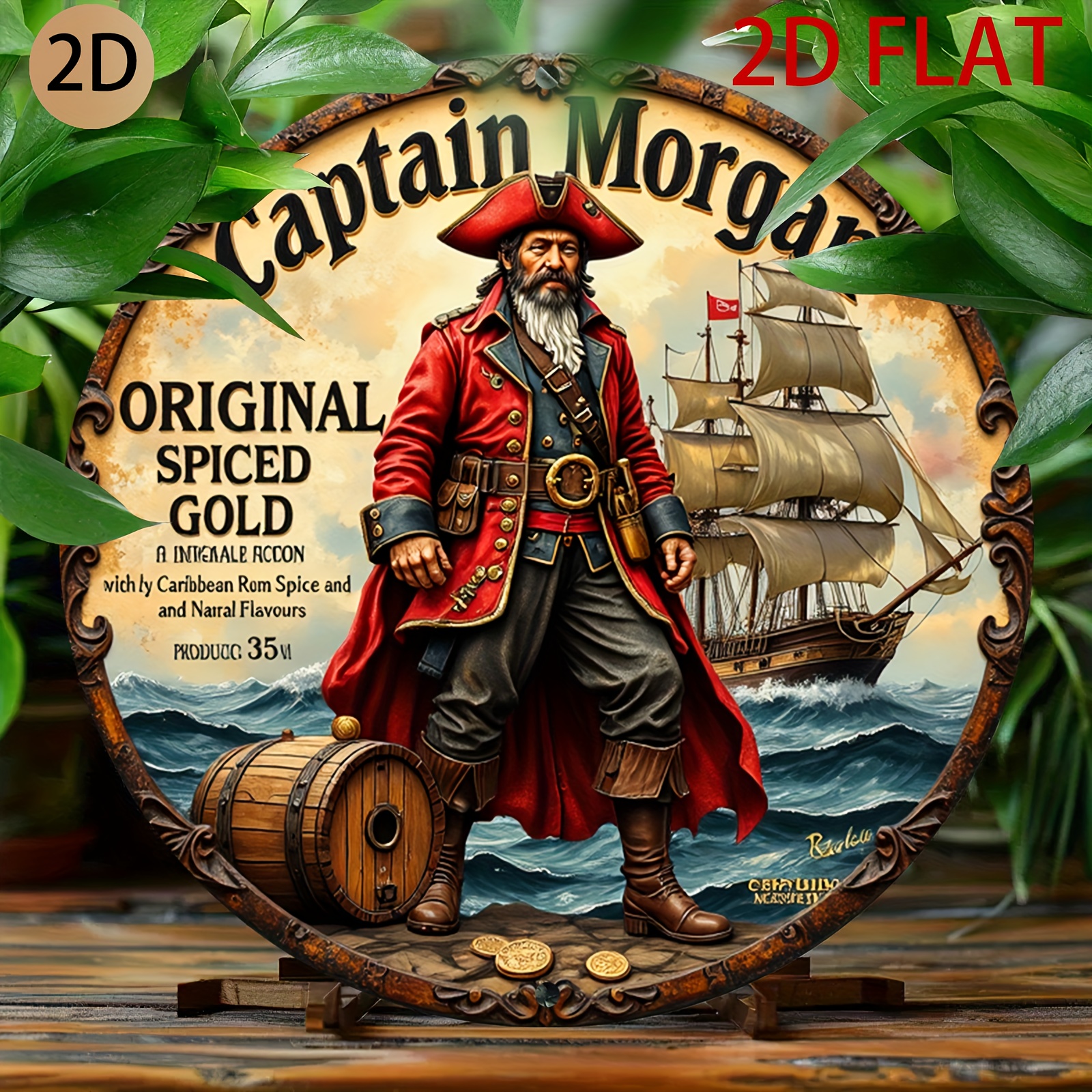 TEMU Captain For Morgan -themed Retro Metal Wall Art Suitable For Bar, For Man Cave Or Entertainment Area - Iconic Rum Logo Hook-mounted Decorations,