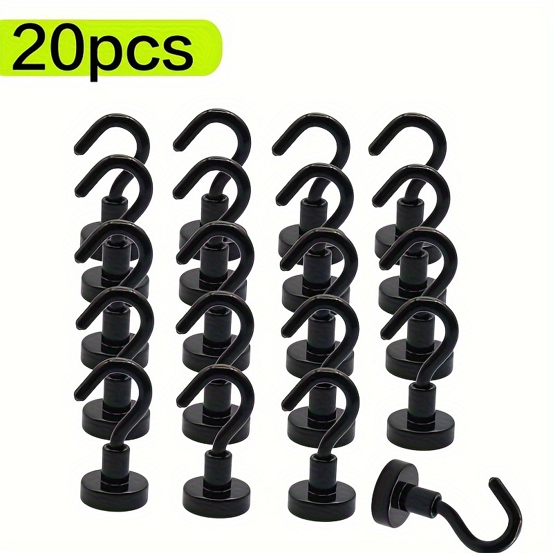 

20 Pack Contemporary Metal Magnetic Hooks, Neodymium Magnet Wall Mount Hooks For Kitchen, Living Room, Warehouse, Grill, Fridge, Oven - Easy Install, Strong And Powerful