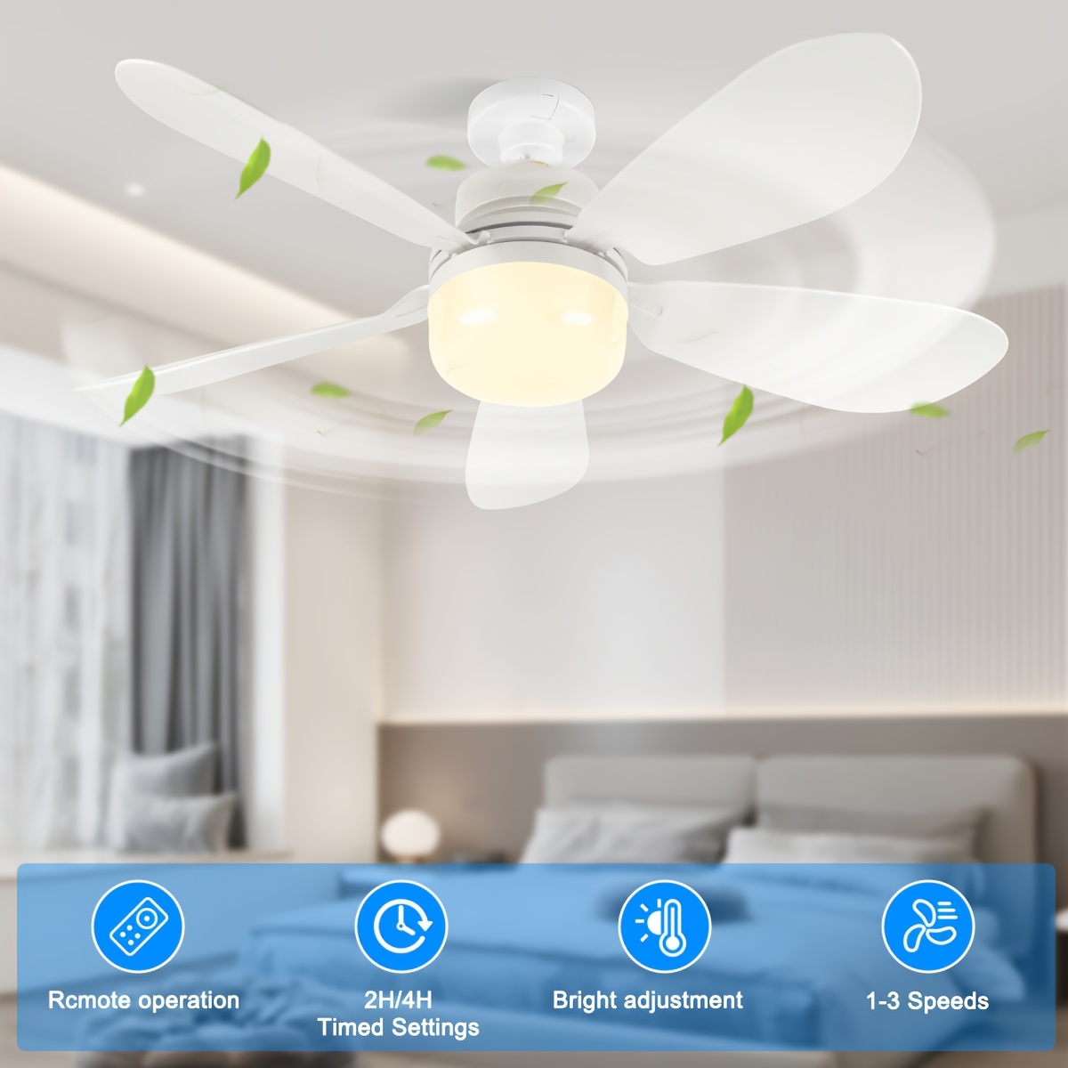 Socket Fan Light With Remote - 15.8 Inch Screw-in Ceiling Fan For Bedroom, Kitchen & More