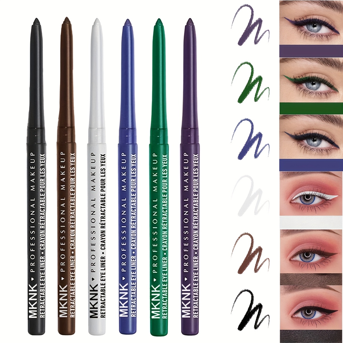 6 color automatic no sharpen eyeliner pencil waterproof and smudge proof long   application     eyeliner Product details 1