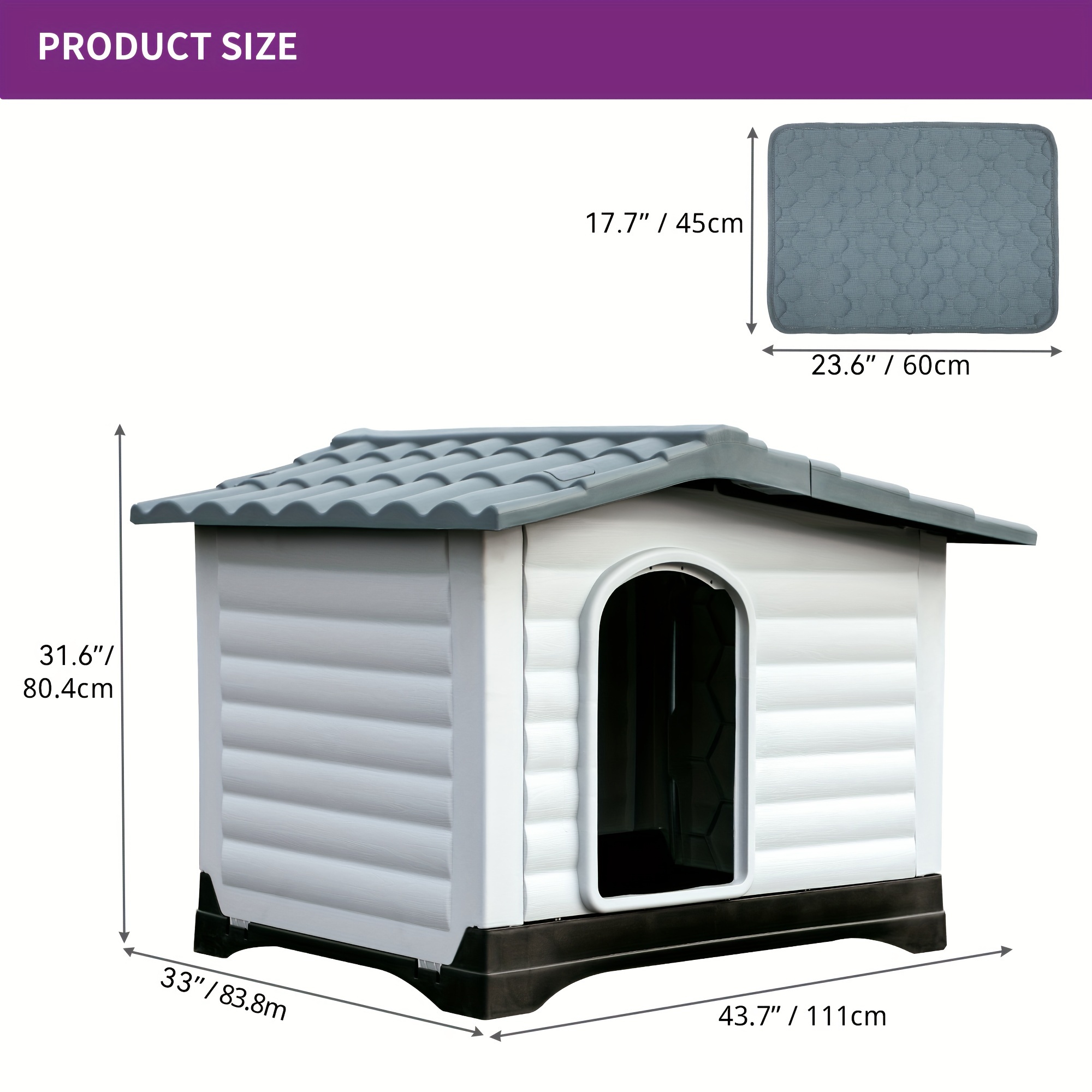 large double door dog house porch cushion outdoor plastic Temu