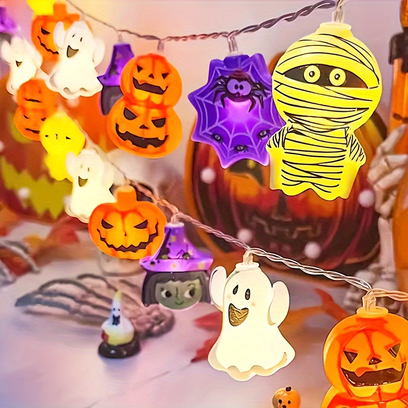 1pc LED Fairy with -like Button Control - Multi-Color Changing (Warm White, Green, Purple, Orange, Black, Yellow, , , Red, Brown, Gray, Cyan) - Indoor/ Halloween & Christmas Party Decorations - LED String with Hanging Hooks - Compatible with Pumpkins, Ghosts, Witches, Spiders, Mummies, Angels - Battery Not Included - Safe & Easy Use