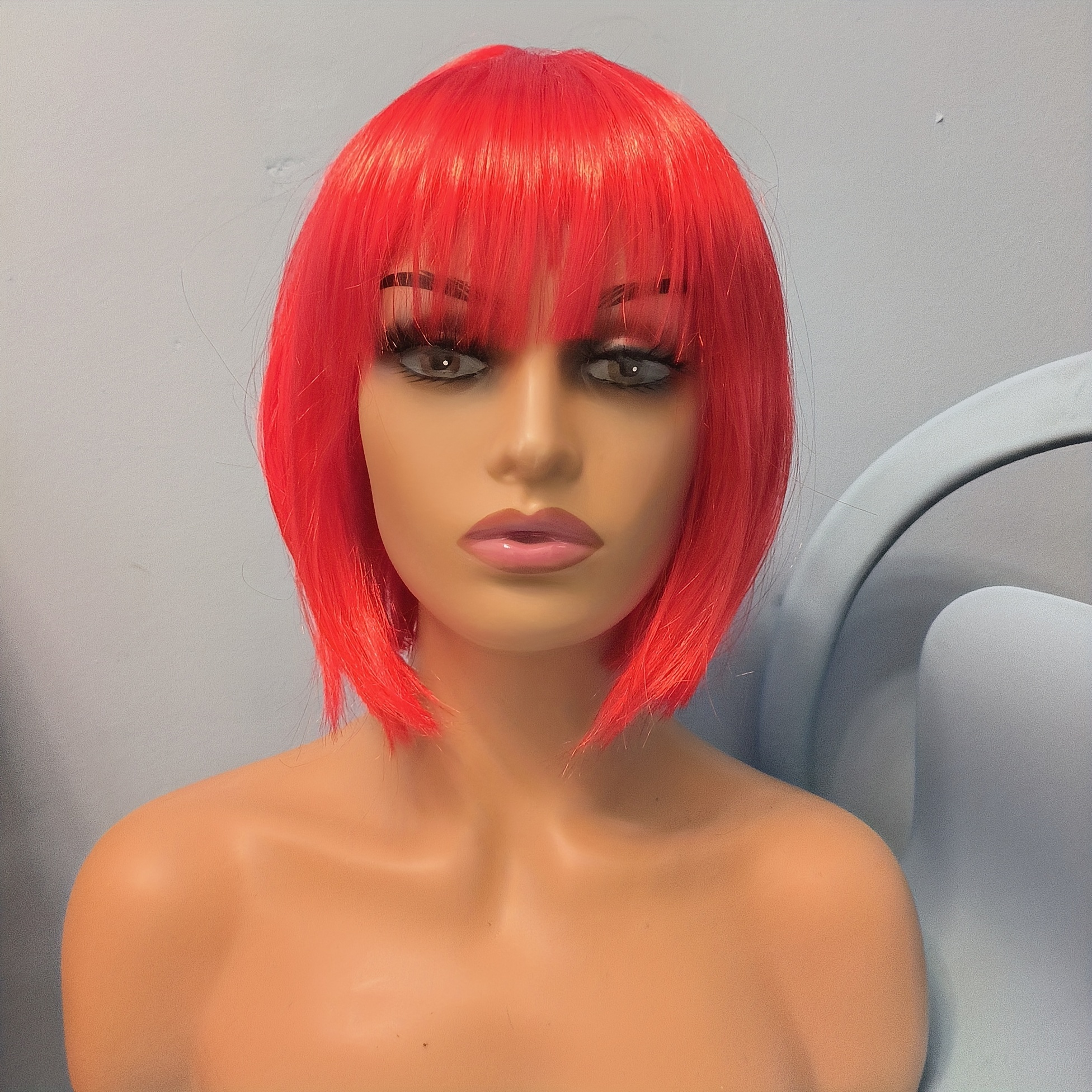 

Colorful Bob Wig With Bangs For Women - Short, Straight Synthetic Hair For Halloween & Parties