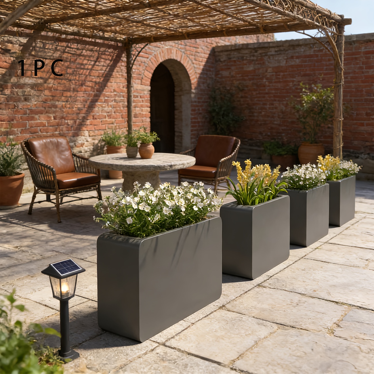 easy and modern rectangular outdoor flower box     large capacity planters for courtyard terrace commercial street greenery