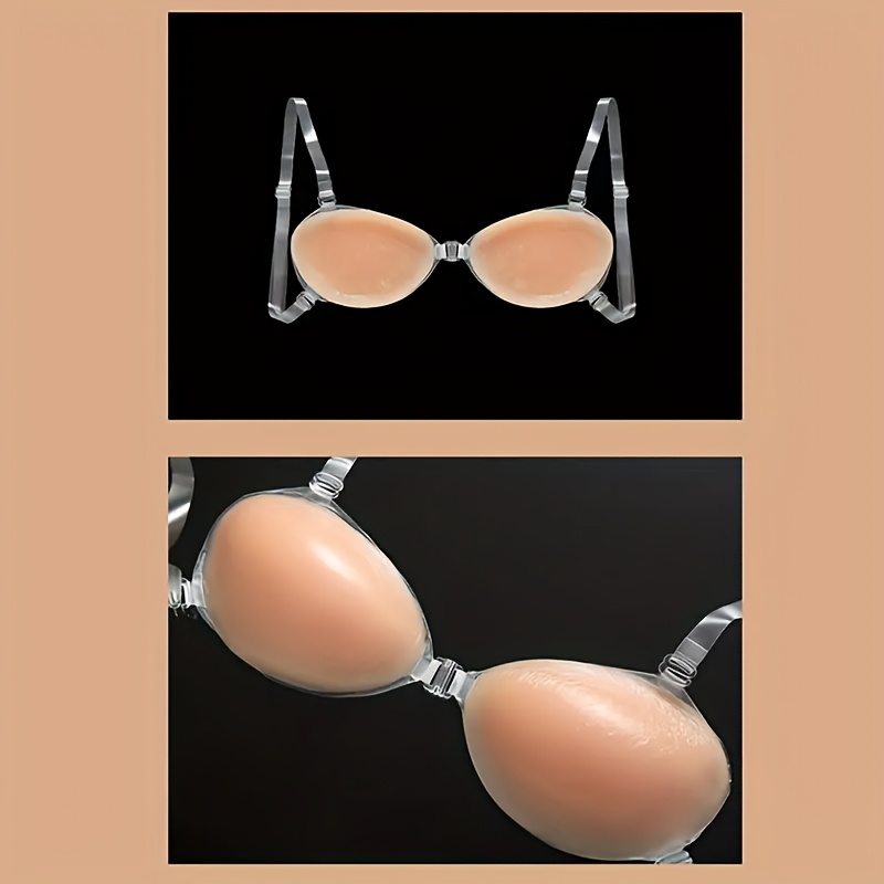 1pc Silicone Push-Up Bra for Women - Seamless Strapless, Self-Adhesive, Opaque, Wireless Support, Hand Washable - Ideal for Backless Outfits