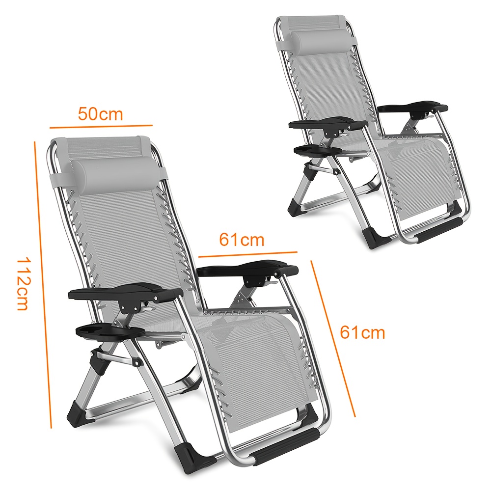 Image of 1/2pcs Foldable Outdoor Lounge Chair Set, Garden Sunbathing Lounge Chair, Portable Chair, Height Adjustable, With Water Cup Holder, Load Capacity 110kg, Suitable For Gardens, , .