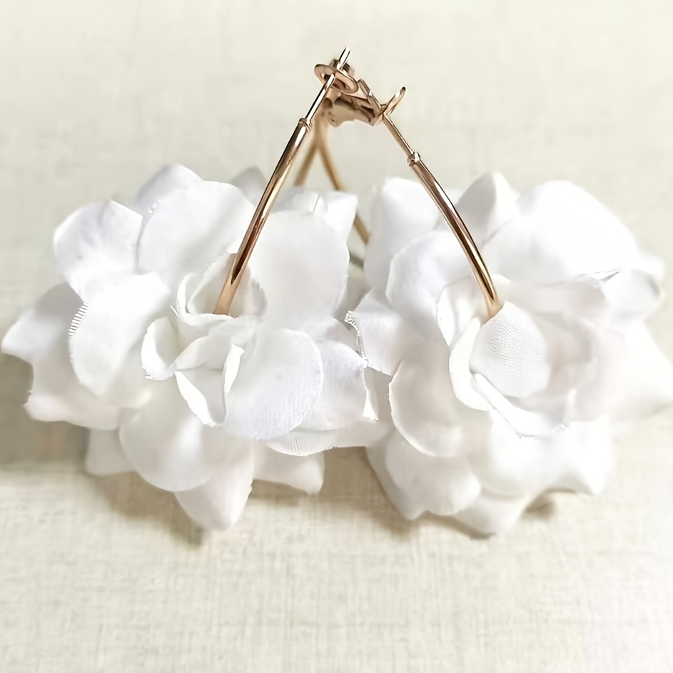 TEMU 1 Pair Elegant Fabric Floral Hoop Earrings Women's Jewelry Accessory Pastoral Floral Earrings