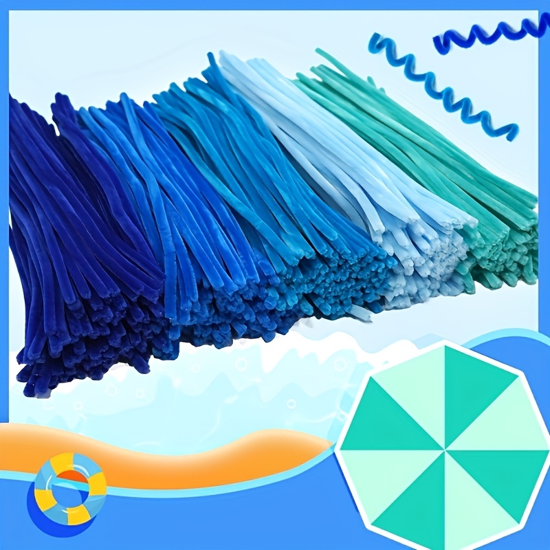 

500pcs Polyester Chenille Stems Craft Set, Blue Tones, Flexible Twisted Sticks, With Pipe Cleaners For Diy Arts And Crafts, & Decorations, For 14+