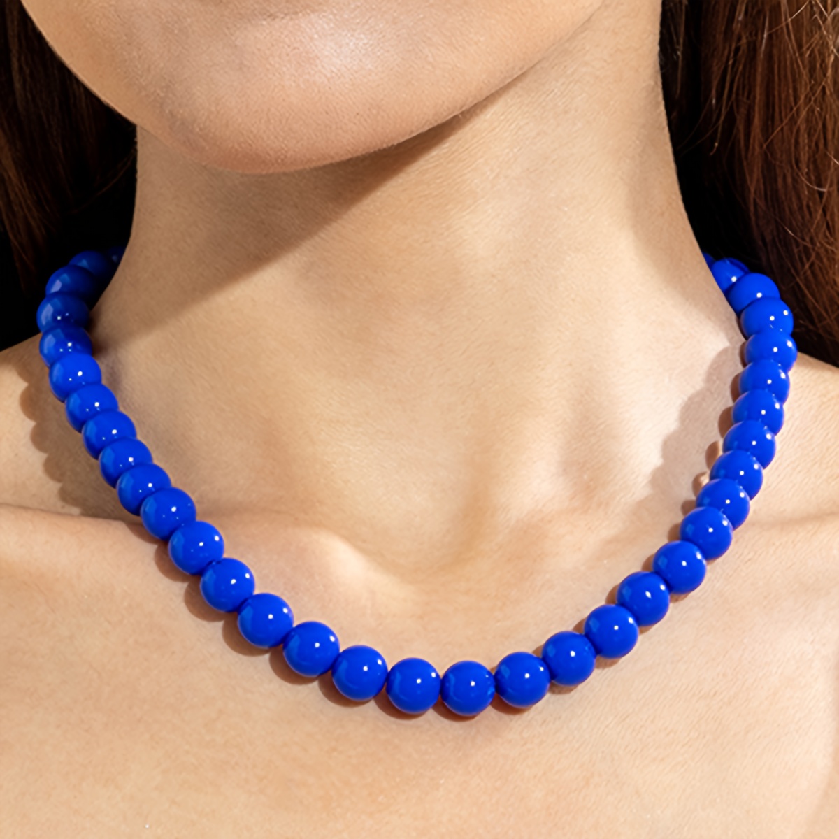 Dopamine-Colored Acrylic Round Beaded Chain Necklace