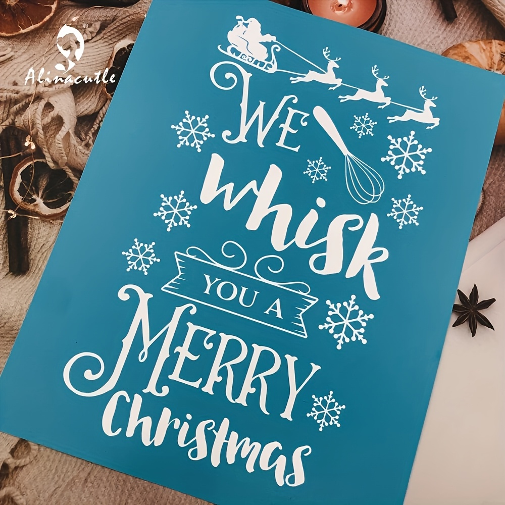 21.59cm X 27.94cm Silkscreen Stencil, Merry Christmas Design