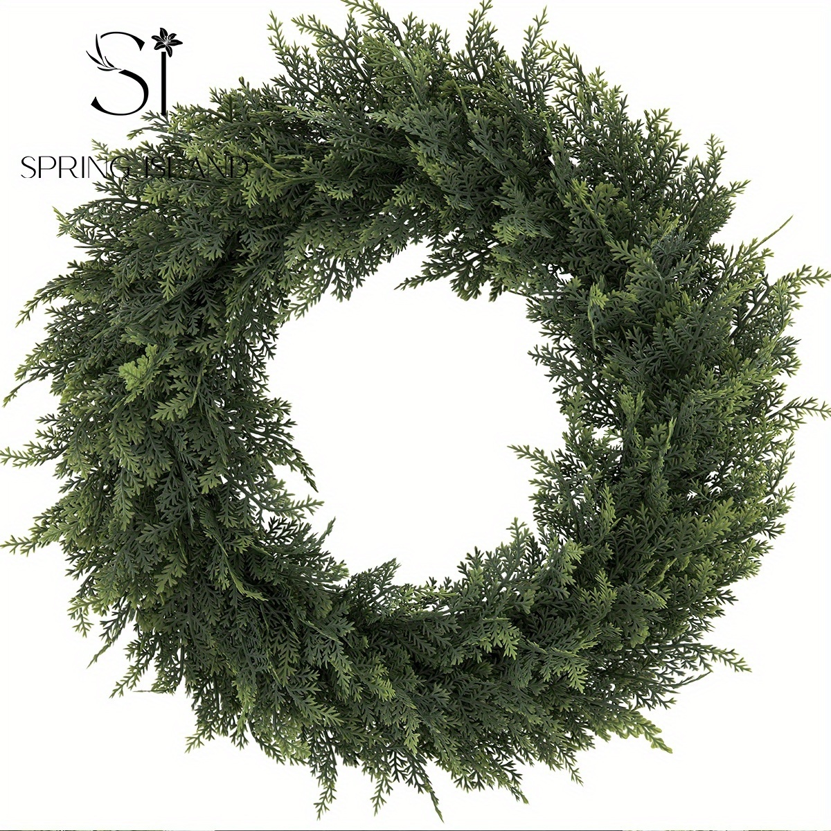 Image of 1pc, Simulation Cedar Wreath, Boxwood, Aglaia , Green, Pe Material, Artificial Flowers, Simulation Plants, Flower Arrangement Decoration Simulation Flowers, School Dormitory Office Decoration