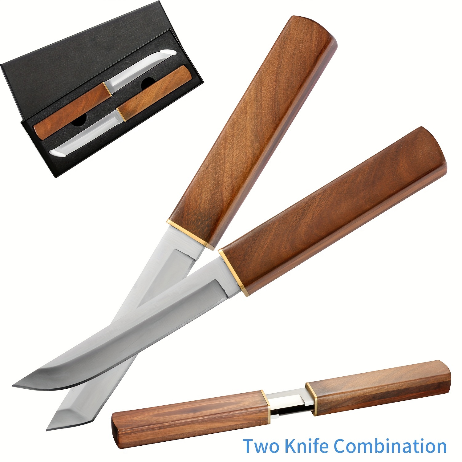 

2-in-1 Double Knife, Portable Outdoor Camping Knife With Gift Box, Great Men's Gifts