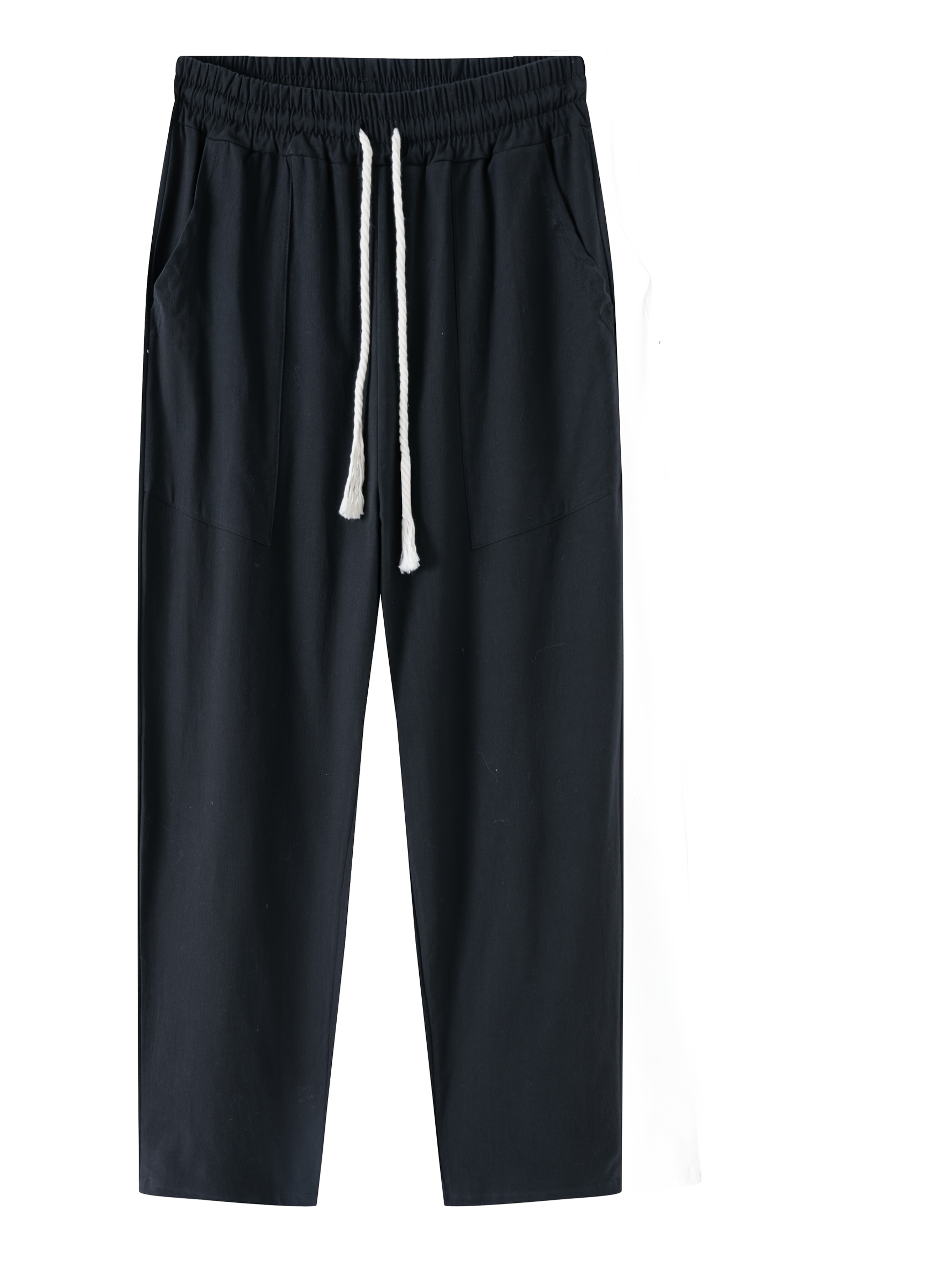Summer Men'S Cotton Two-Piece V-Neck Short-Sleeved Top Trousers Set Casual Beach Suit