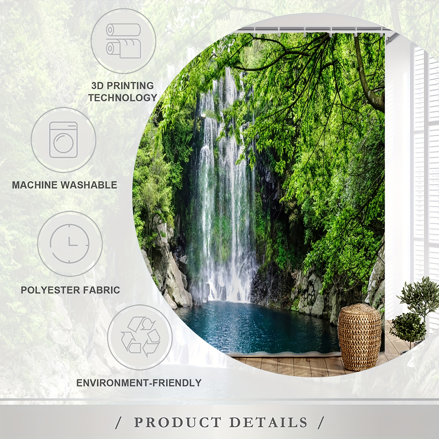 Forest Natural Scenery Shower Curtains 3d Printing Bath Curtains