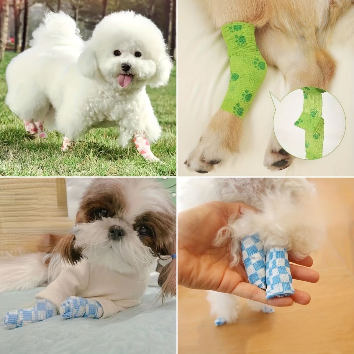 5 Rolls/set, 7.5cm Wide Pet Bandages, Breathable Non-woven Fabric, Dog Wrapping Bandages for Dog Walks, Shoe Covers, Leg Bindings for Dirt and Slip Prevention, Pet Claw Covers for Indoor Floor Protection, Suitable for All Dog Sizes - Image 14