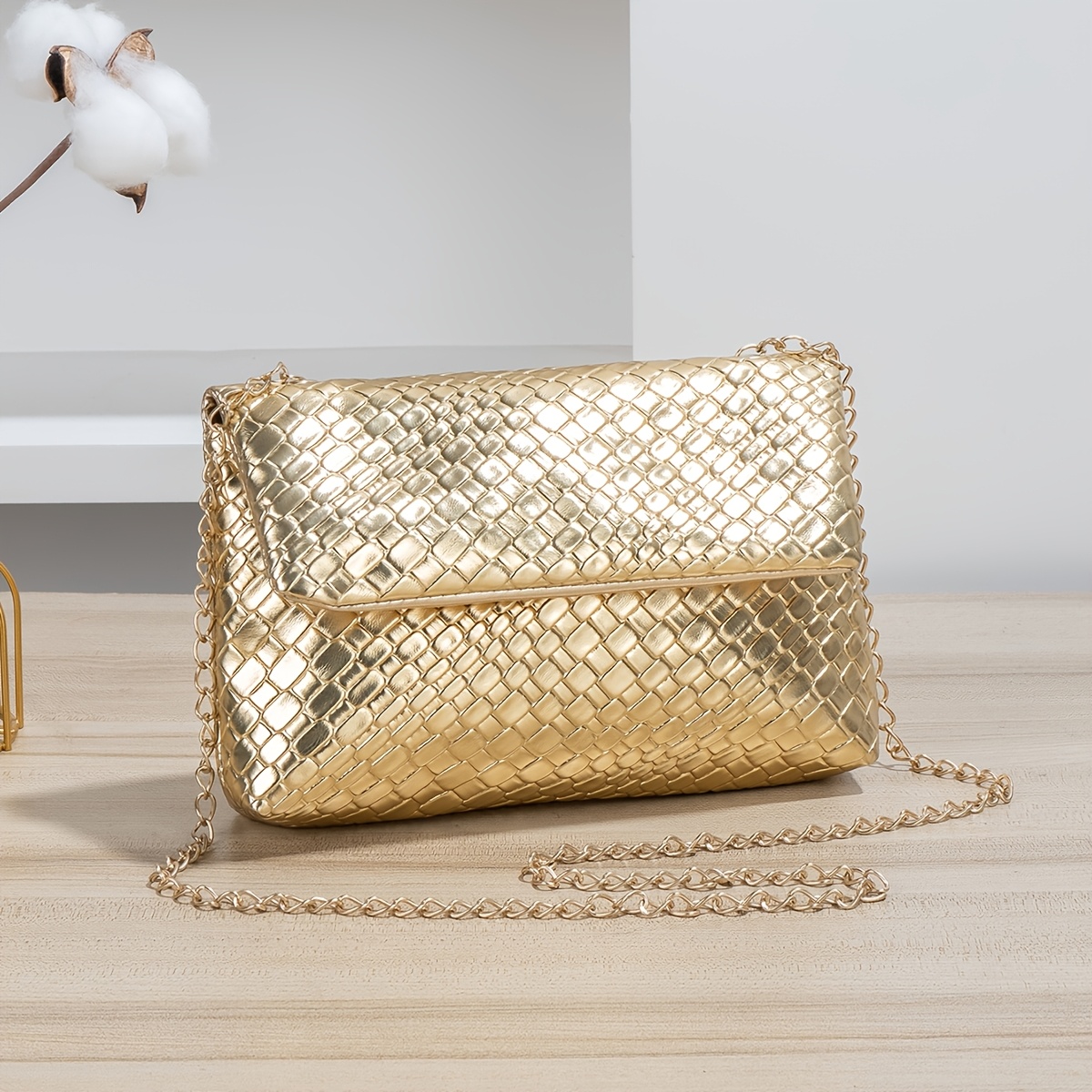 TEMU Esclusivo per, Borsa a tracolla da donna, Mini borsa a spalla con texture intrecciata, borsa con catena, Molto adatta per donne, studentesse, a