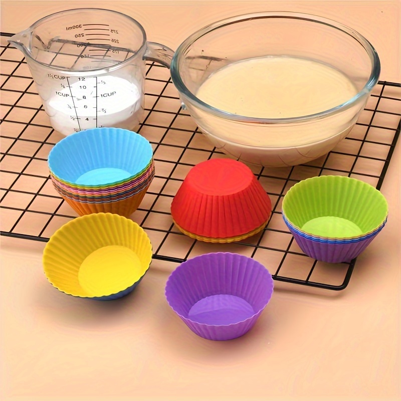 6pcs 12pcs silicone cake cups high temperature resistant home pudding muffin cups small cake egg   cake round baking mold details 7