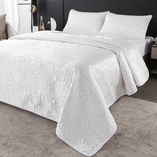 1pc solid color minimalist series bed cover used as a throw or a cover dual purpose using technology embossing technology fabric a features polyester satin twill fabric b is a brushed fabric