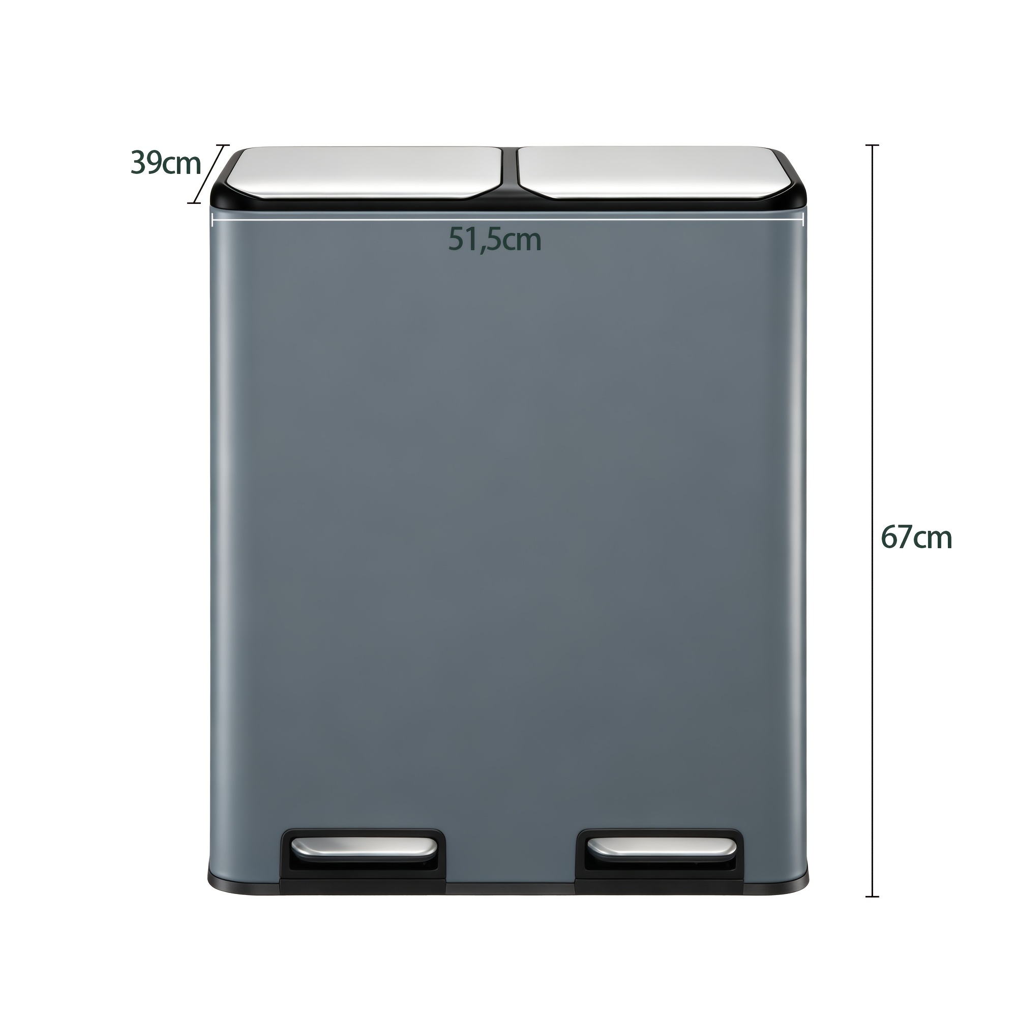 Modern Pedal Trash Can, Silent And Slow-moving Lid, Stainless Steel 60-liter Capacity (two 30-liter Bins), 15 Trash Bags, Suitable For Kitchen And Living Room.