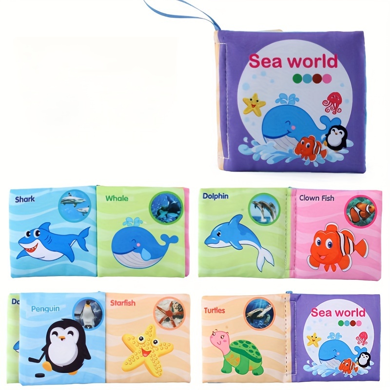 8 & 5 & 3 Soft Cloth Baby Book Sets Cognitive Cloth Books Fruit Animal Educational Toys, Early Education Cloth Books Are Tear-Resistant And Washable Cloth Books with Vivid Fruit, Animal And Ocean Themes Promote Early Learning And Cognitive Development Perfect Christmas Birthday Gifts, Halloween Thanksgiving Easter Gifts