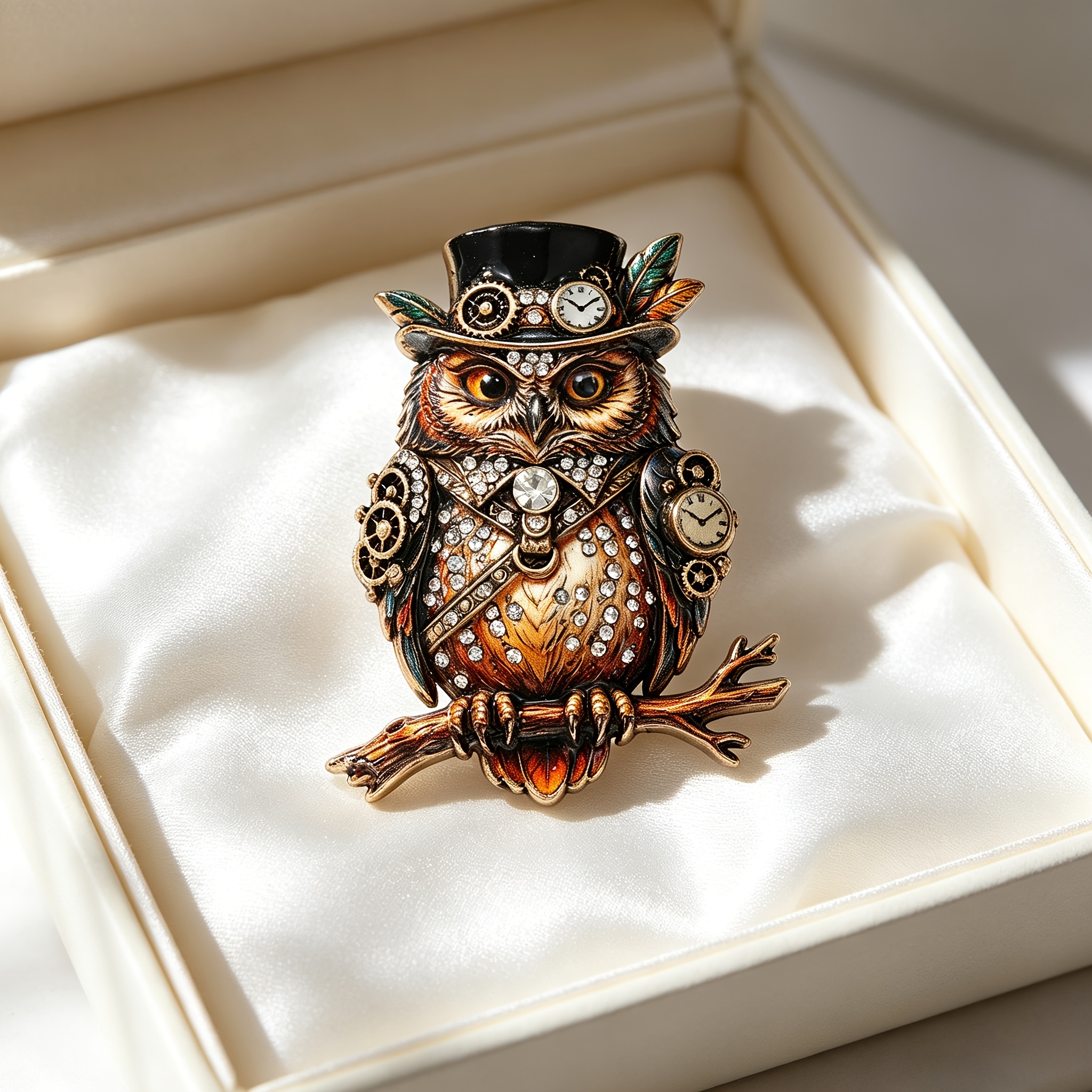 TEMU Broche en émail avec strass, de Steampunk, design rétro vintage élégant, parfaite pour la décoration de col de manteau, écharpe, cadeau idéal