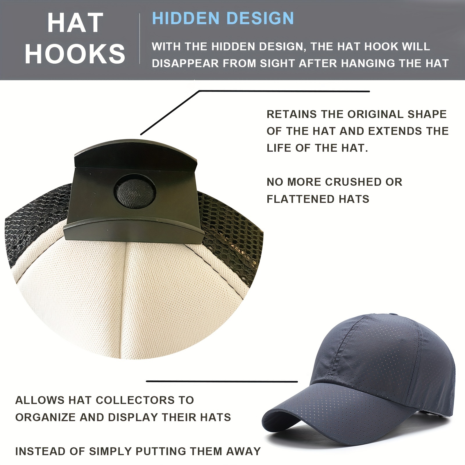 Hat Hook Self adhesive Wall mounted Baseball Hanger - Temu