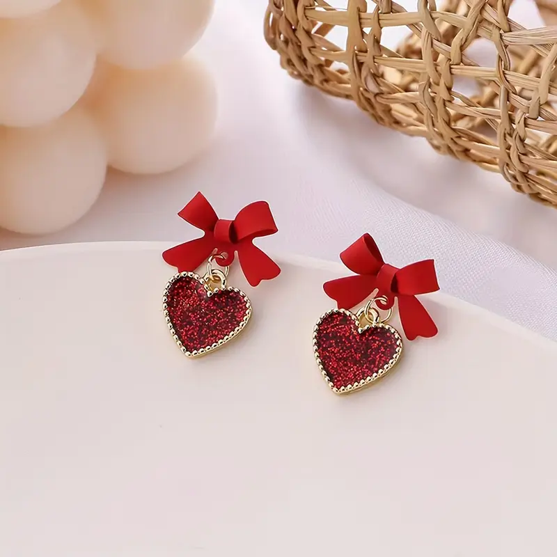 european and american cross border fashion elegant and exquisite love geometric earrings details 7