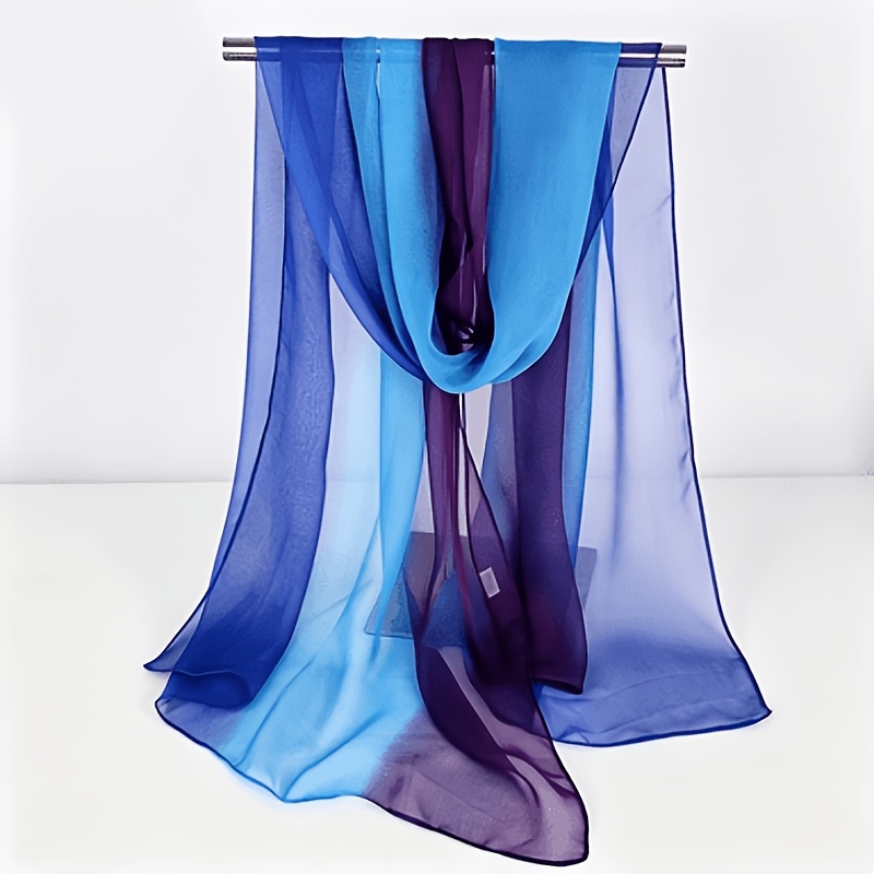 TEMU Spring Summer Lightweight Gradient Color Chiffon Flowing Long Scarf, Neck Scarf, Neck Wrap, Shawl, Neck Jewelry, Exuding Gentle Atmosphere,