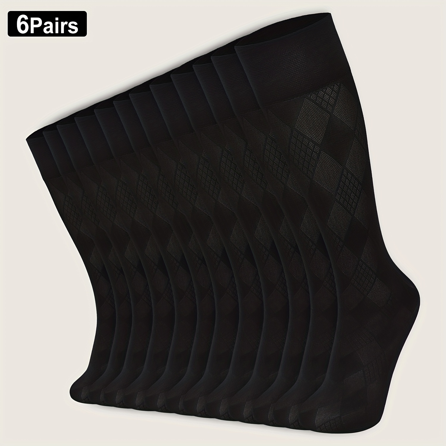 E-shop 6 Paar Kompressionsstrümpfe, ultraweiche Damen-Kniestrümpfe mit Diamant-Jacquard-Muster, atmungsaktiv, leicht, sportliche Freizeit-Kniestrümpfe