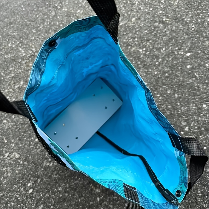 1pc Durable Oxford Fabric Shopping Trolley Bag with Wheels - Foldable, Washable, Multi-Functional Non-Woven Tote, Lightweight, Portable, Waterproof, Shatterproof, Rectangular Grocery and Storage Carryall