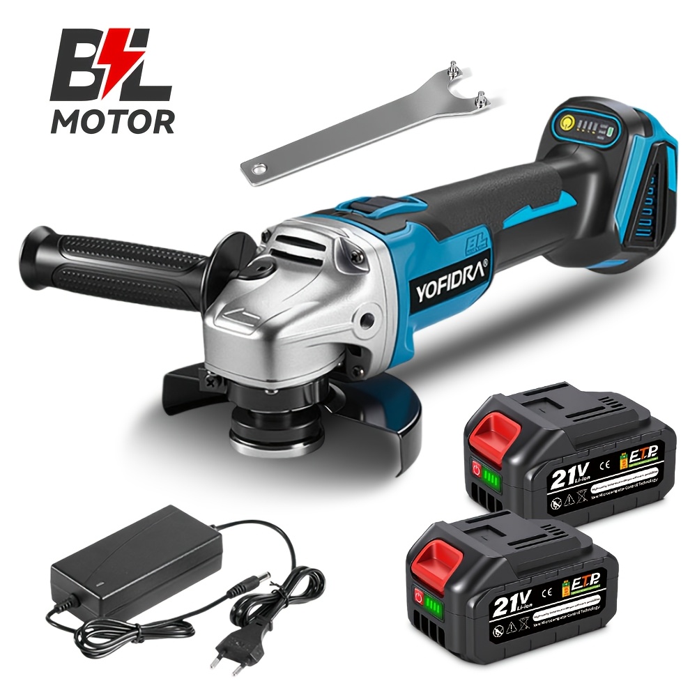 Image of 800w Cordless Brushless Angle Grinder Suitable For Home Diy, Cordless Portable Angle Grinder With , Multifunctional Motor For Wood Grinding, Polishing,, Surfaces, -type Plug For Cables & Adapters