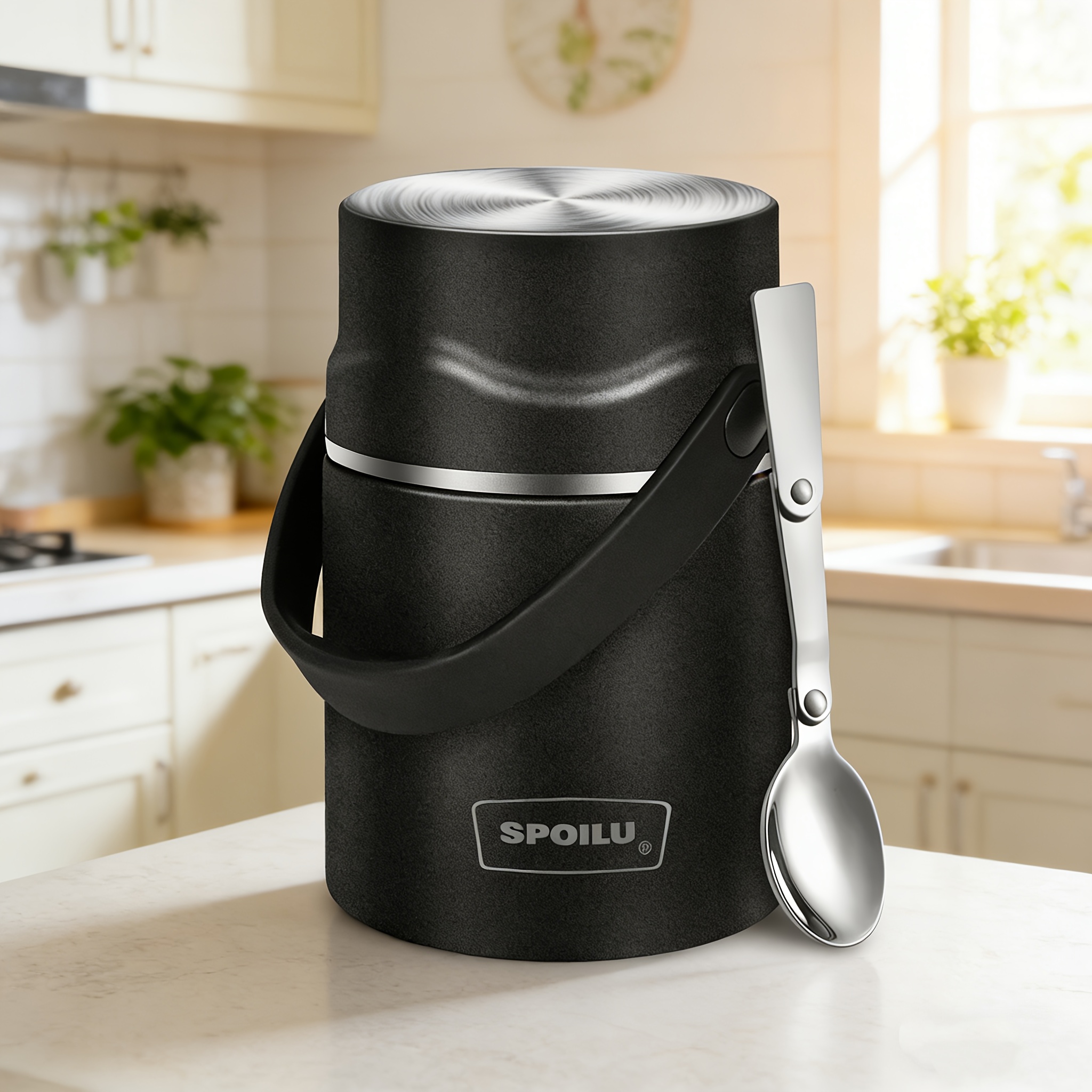 TEMU 21oz Thermo Food Jar Insulated Container, Insulated Food Container For Adult, With Steel Vacuum Insulated Food Jar Spoon, Leak Proof, Portable