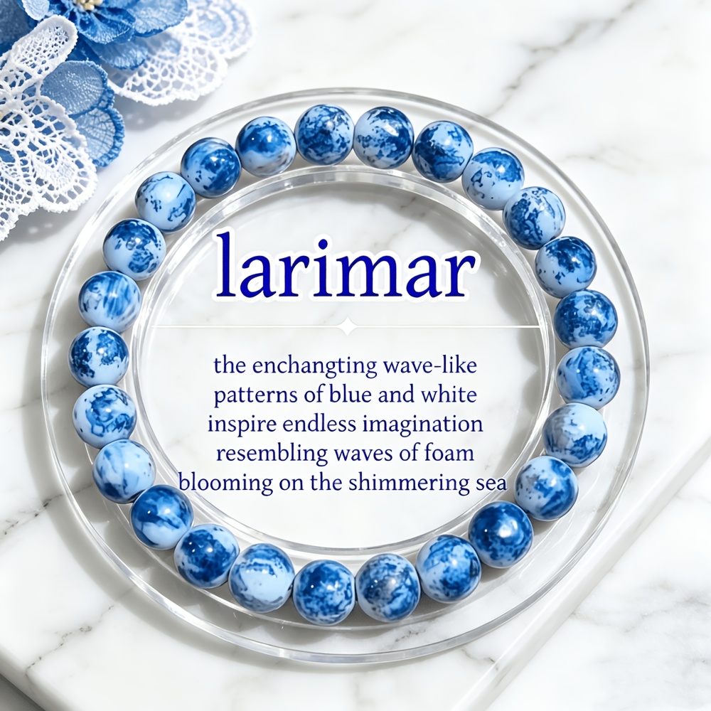 Unisex Deep Blue Textured Chain Bracelet, October Birthday Gift