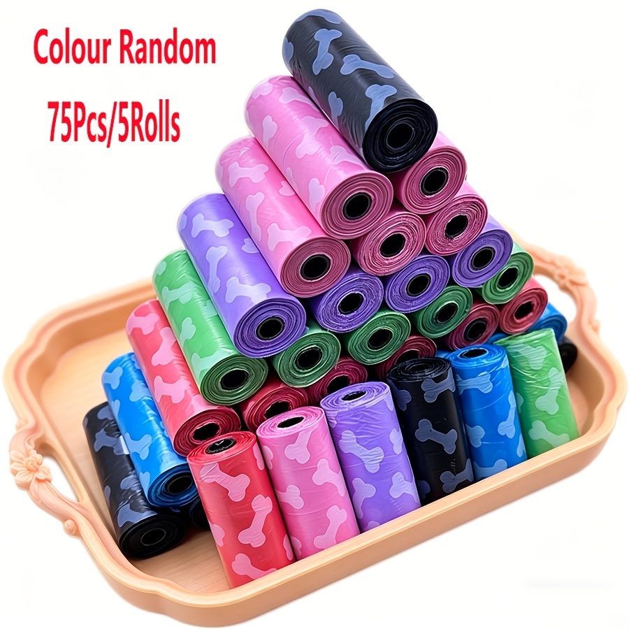 TEMU Random Colors Thickened, Leak-proof Pet Waste Bags Dog Waste Bags With Bone Print Design Portable, Durable, Thickened, Leak-proof And Odor-proof