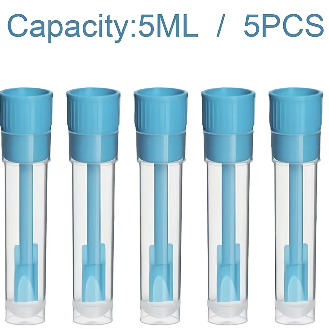 TEMU 5pcs 5-milliliter Plastic Bottles With A Spoon, Convenient To Handle, Suitable For Storing Laboratory Samples And Pet Feces